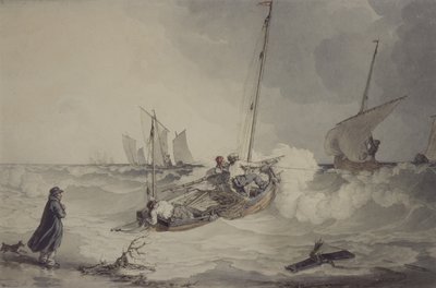 Fischerboote fahren hinaus von John Augustus Atkinson