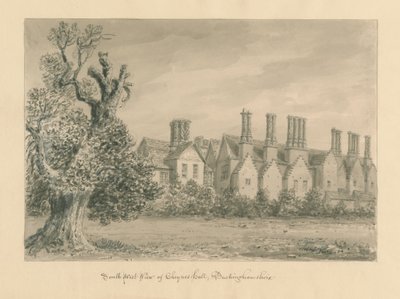 Buckinghamshire - Chenies Hall: Sepia-Zeichnung, 1824 von John Buckler