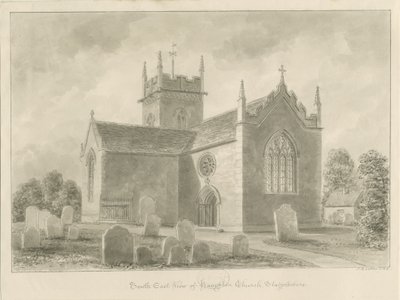 Haughton Kirche: Sepia-Waschzeichnung, 1842 von John Buckler