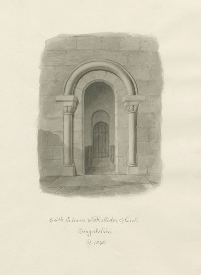 Rolleston Kirche - Südeingang von John Buckler