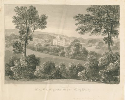 Wootton Lodge: Sepia-Zeichnung, 1841 von John Chessell Buckler