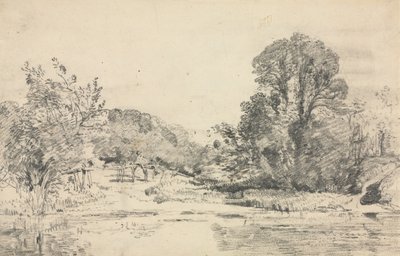 Landschaft mit Bäumen um einen Teich von John Constable