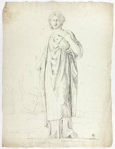 Antike Statue einer stehenden, drapierten Frau von John Downman