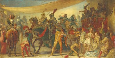 Ritter bereiten sich auf ein Turnier vor von John Everett Millais