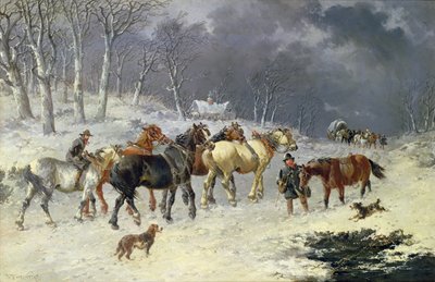 Pferde im Schnee von John Frederick Herring Junior