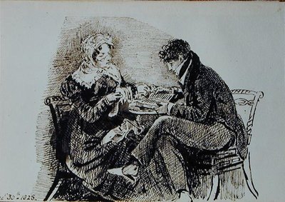 Mann und Frau lesen an einem Tisch von John Harden