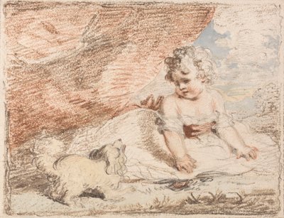 Kleines Kind mit Schoßhund von John Hoppner