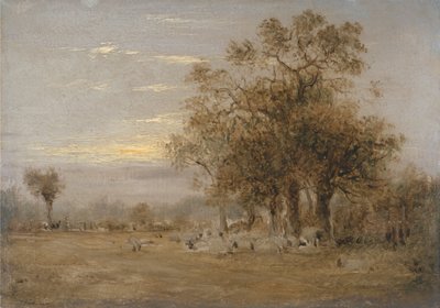 Schafe beim Grasen von John Linnell