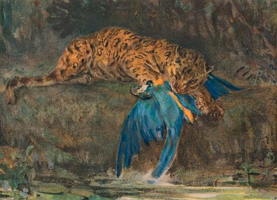 Jaguar und Ara, spätes 19. Jahrhundert von John Macallan Swan