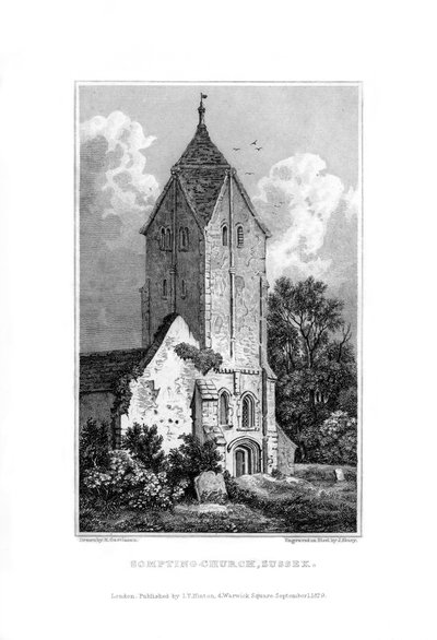 Kirche von Sompting, Sussex, 1829 von John Shury