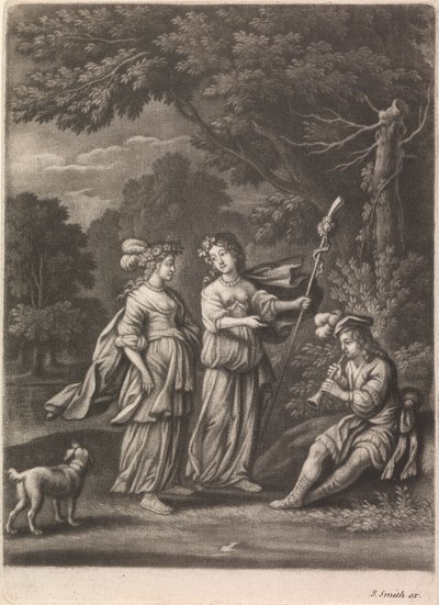 Pastorale Szene mit einem Schalmei-Spieler von John Smith