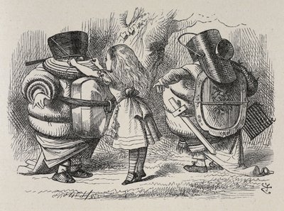 Alice zieht Tweedledee und Tweedledum an von John Tenniel