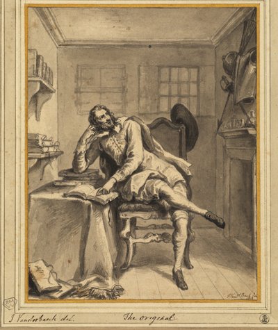 Don Quixote in seinem Arbeitszimmer von John Vanderbanck