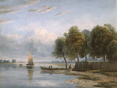 Ein Blick auf die Themse bei Millbank von John Varley