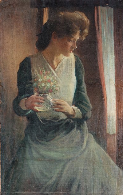 Frau schaut nach rechts von John White Alexander
