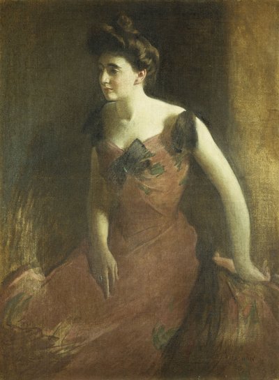 Frau in einem roten Kleid von John White Alexander