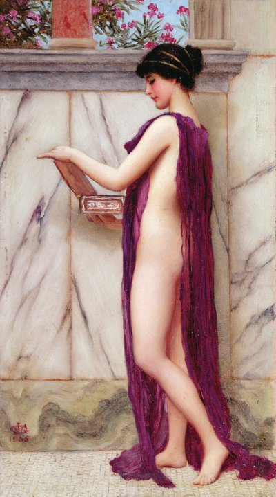 Die Schmuckschatulle (Ein kostbares Geschenk) von John William Godward