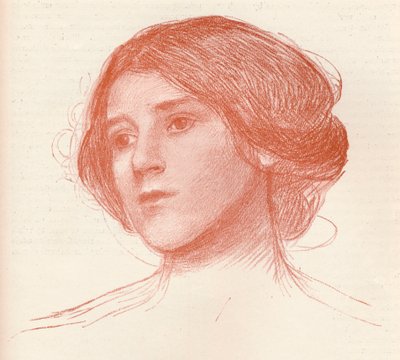 Aus einer Studie in Sanguine, ca. 1899 von John William Waterhouse