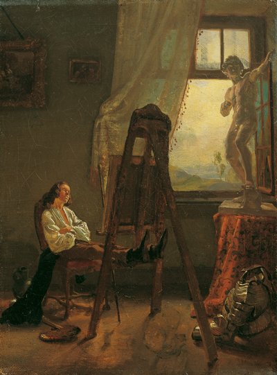 Der eingeschlafene Maler im Atelier von Josef Danhauser