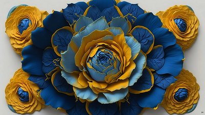Mandala: Blaue Rosen-Elemente_01 von Josef Johann Michel
