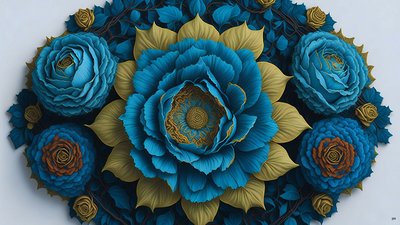 Mandala: Blaue Rosen-Elemente_02 von Josef Johann Michel
