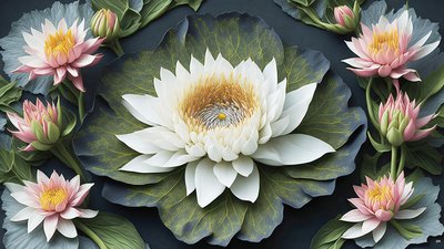 Mandala: Seerosen-Elemente_03 von Josef Johann Michel