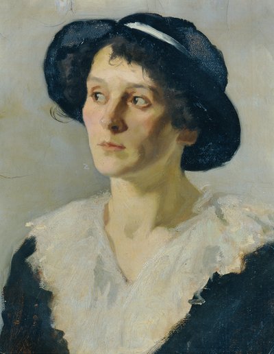 Dame mit schwarzem Hut von Josef Wawra