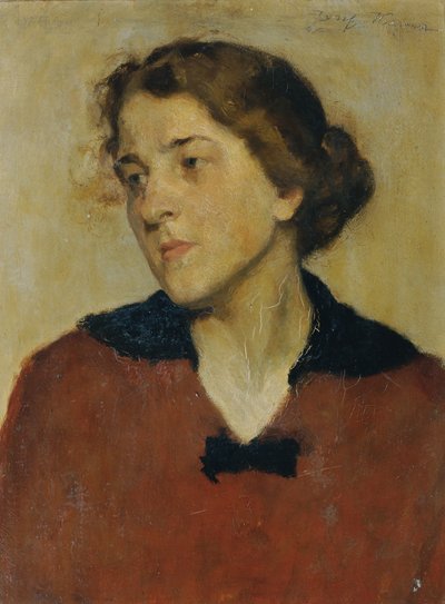 Frauenbildnis mit rotem Pullover von Josef Wawra