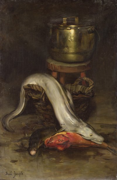 Stillleben mit Fisch und Kessel von Joseph Bail