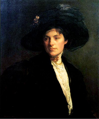 Frau mit schwarzem Hut, 1910 von Joseph DeCamp