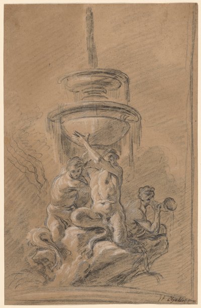 Ein Brunnen mit drei Tritonen von Joseph Ignace François Parrocel