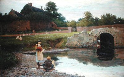 Spielen an der alten Brücke von Joseph Malachy Kavanagh