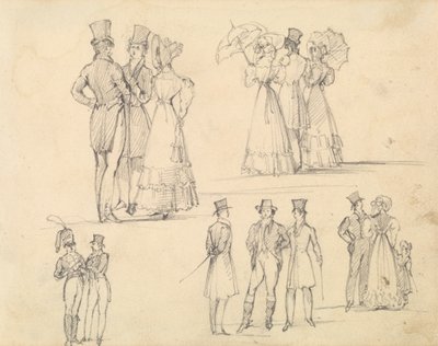 Gruppen von Männern und Frauen im Gespräch von Joseph Nash