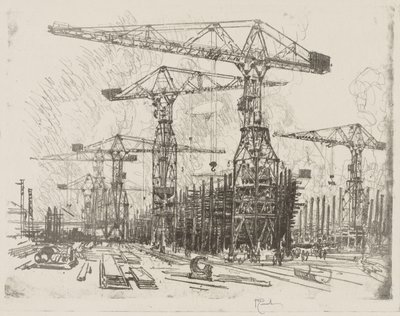 Englische Kriegsarbeit: Die alte Werft von Joseph Pennell