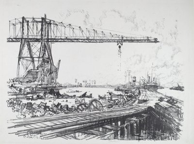 Französischer Kanal und amerikanische Kräne von Joseph Pennell