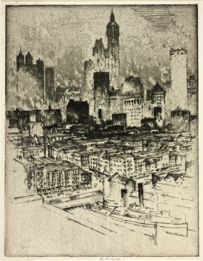 New York, von der Brooklyn Bridge von Joseph Pennell