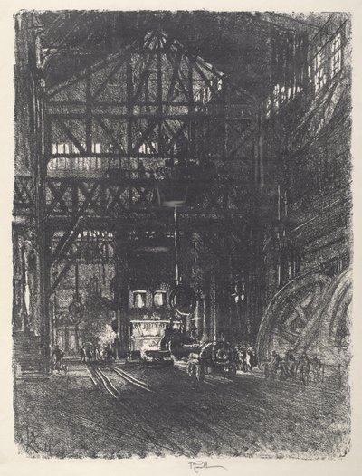 Die Panzerplattenpresse, 1917 von Joseph Pennell