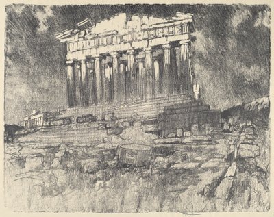 Die Fassade des Parthenon, Sonnenuntergang von Joseph Pennell