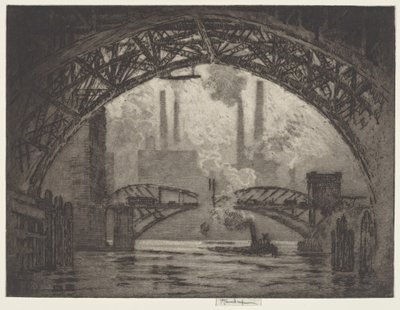 Unter den Brücken, Chicago von Joseph Pennell