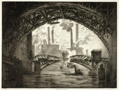 Unter den Brücken, Chicago von Joseph Pennell