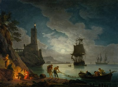 Ein Hafen im Mondlicht von Claude Joseph Vernet