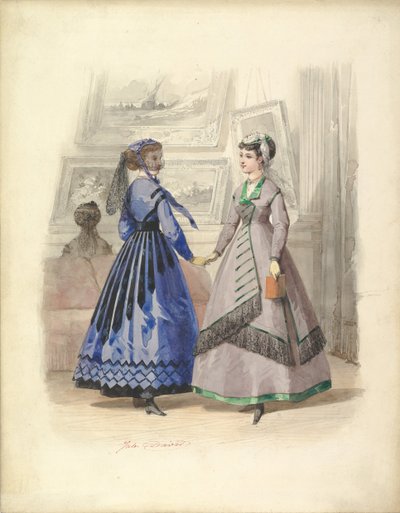 Zwei Frauen in einer Kunstgalerie von Jules David