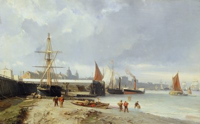 Die Docks am Ufer in Greenwich von Julius Hintz