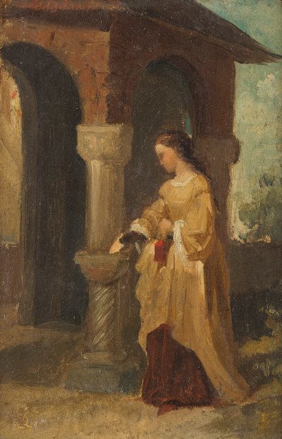 Mädchen vor Kirche von Julius Schnorr von Carolsfeld