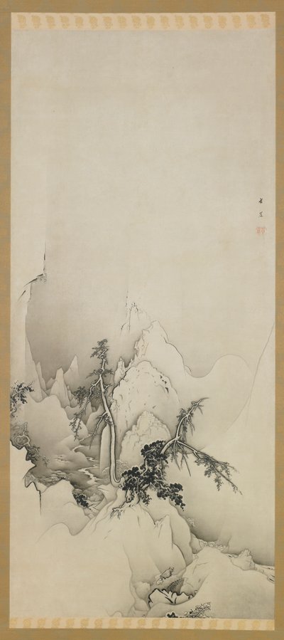 Winterlandschaft: eine Schlucht, Meiji-Ära, 1883 von Kano Hogai