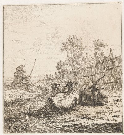 Ziege und zwei Schafe von Karel Du Jardin