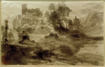 Landschaft mit Burg (oder Kirche) von Carl Blechen
