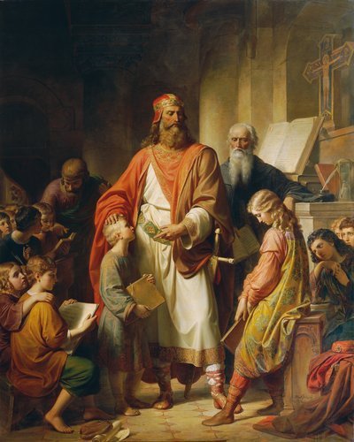 Karl der Große tadelt die schlechten Schüler, 1855 von Karl von Blaas