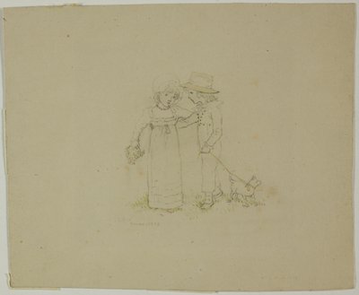 Zwei Kinder mit Hund von Kate Greenaway