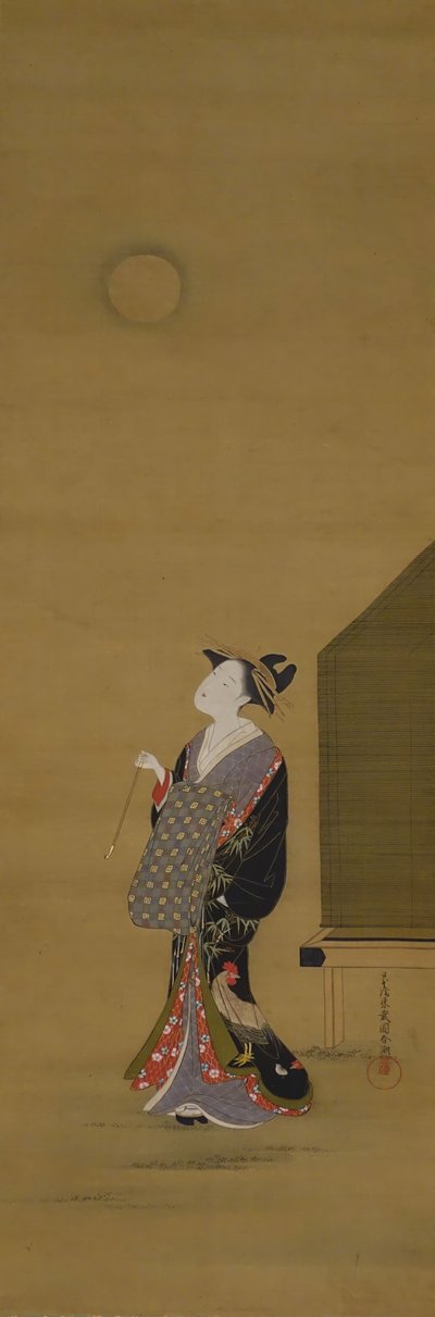 Schönheit, die den Mond betrachtet, 18. Jahrhundert von Katsukawa Shuncho